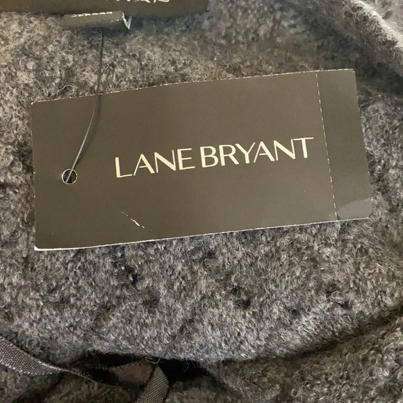 Lane Bryant Wool Blend Bell Sleeve Pointelle Knit Boatneck Sweater in Gray - Picture 5 of 8